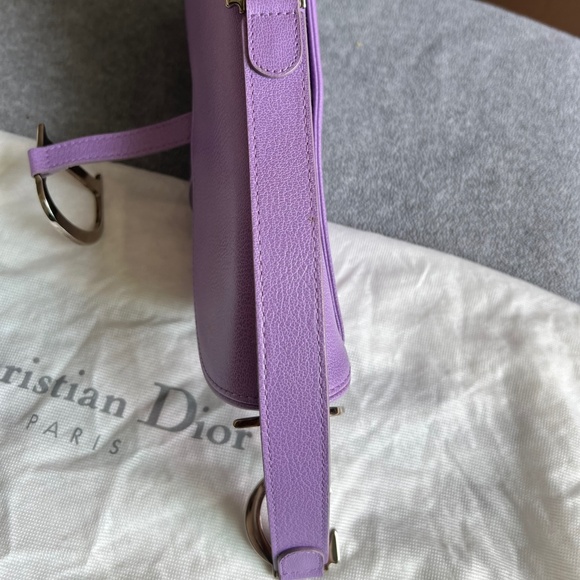 Vintage Christian Dior Lavender Leather Saddle Bag - Picture 8 of 15